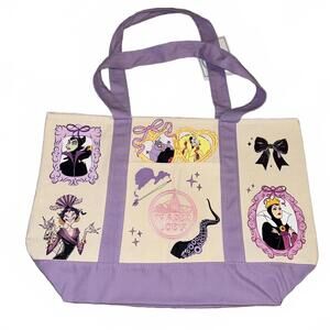Trader Joe's Disney Villains Canvas Tote Bag with Purple handles